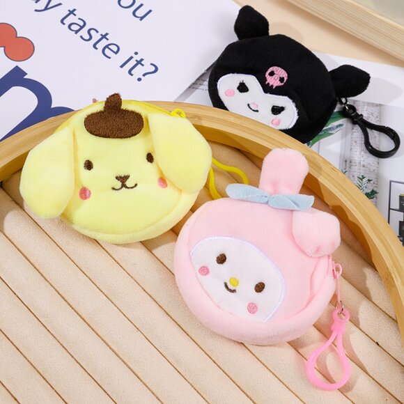 Pompompurin-Inspired Plush Coin Purse | Clip-On Yellow Wallet - Picture 3 of 4